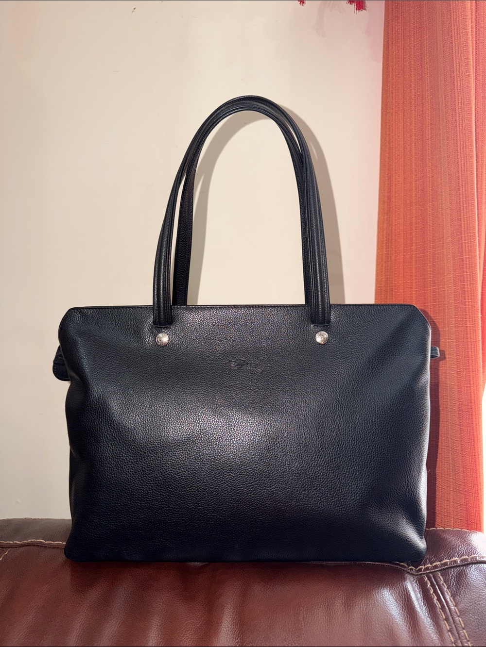 ‼️Longchamp Le Foulonne Black Leather Shoulder Bag